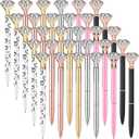 30 PCS Big Crystal Diamond Pens, Cute Beautiful Ballpoint Pens Crystal Diamond Pen for Women Retractable Ballpoint Gem Pens for Wedding Bridal Shower Dcor Gifts, Office Supplies for Women(6 Styles)