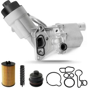 Engine Oil Cooler Filter Housing Assembly Adapter with Insert, Gasket, Cap Compatible with 2011-2021 Chevy Cruze Sonic Trax, Buick Encore 1.4L Turbo Replace 918-428 55566784 55565388 88179-91400