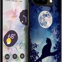 CARLOCA Compatible with Google Pixel 10A Case for Girls Boys Hard Shell Shockproof Protection TPU Non Slip for Google Pixel 10A Fashion Pattern Black Cat Sitting Tree Starry Sky Moon