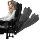 Dowinx Big and Tall Office Chair with Pocket Spring Cushion,High Back Computer Gaming Chairs with Adjustable Armrests and Lumbar Support,Executive Desk Chairs with Footrest(PU Leather,Black)