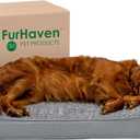 Furhaven Orthopedic Dog Bed for Large Dogs w/ Removable Washable Cover, For Dogs Up to 75 lbs - Ultra Plush Faux Fur & Suede Luxe Lounger Contour Mattress - Gray, Jumbo/XL