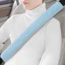 LACDL Extra Long Seatbelt Cover Super Soft Furry for Adults Kids Women & Men, Thick Plush Full Car Seat Belt Strap Cushion, Fluffy Shoulder Pad Protector, Auto Interior Accessories, 1pc, Blue, 25.5in