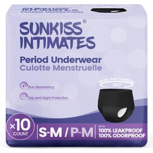 Disposable Period Underwear for Women with Heavy Flow, Low-Rise Unscented Postpartum Essentials, Black, Small/Medium, 10 Count