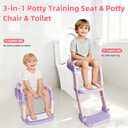 Potty Training Seat, Upgrade Toddler Toilet Seat for Kids Boys Girls, 3 in 1 Potty Training Toilet with Step Stool Ladder-Non Slip Foldable (Purple+Pink)