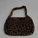 Leopard Print Clutch Handbag Plush Faux Fur Tote Bag Women's Fuzzy Tote Bag for Winter