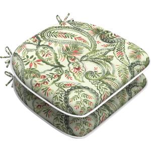 LVTXIII Outdoor Chair Cushions for Patio Furniture Set of 2, Water Repellent Patio Chair Cushions 17"x16" with Ties, U-Shaped Dining Chair Pads for Garden Kitchen Use, Faylinn Shadow Paisley