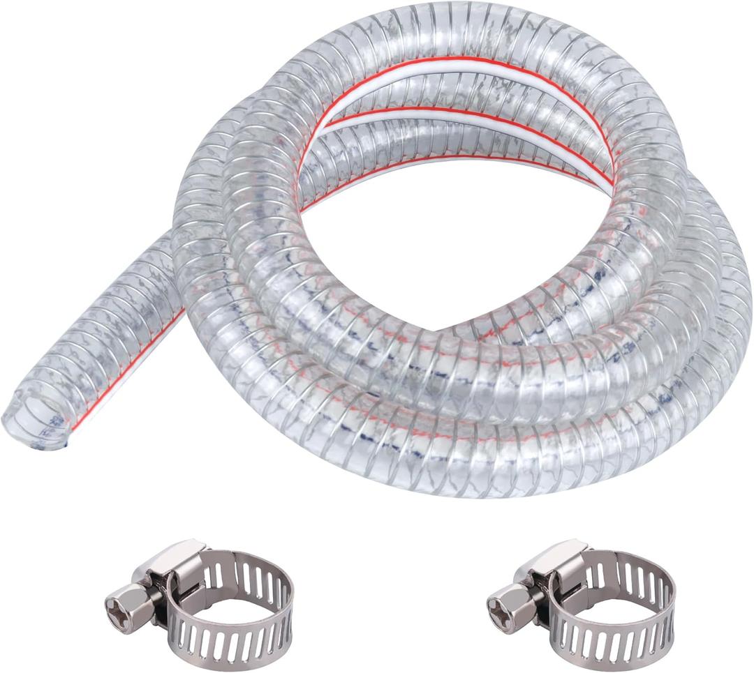 3.3FT 3/4" ID x 1" OD Steel Wire Suction Hose PVC Reinforced Tubing High Pressure Flexible Vinyl Hose Heavy Duty Clear Vacuum Suction Tube for Dust Collection Drain Fuel