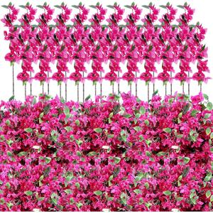 60 Pcs Artificial Faux Bougainvillea Fake Flower Silk Bougainvillea Branches UV Resistant Outdoor Indoor Decoration for Wedding Home Centerpieces Outside Decor (Rose Red)
