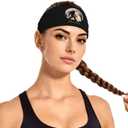 Black and Gold Swirl Liquid Ink Marble Workout Headbands Fashion Sports Sweatbands Yoga Hairbands for Fitness Athletic Non Slip Wicking Headscarf for Men Womens Girls Summer Accessories Elastic Bands (One Size, Funny Bigfoot Sasquatch Full Moon)