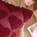 AQOTHES Wine Red Valentines Throw Pillow Covers 18x18 inch Set of 2 Valentine's Day Decor Faux Fur Love Heart Throw Pillows for Sofa Couch Living Room Holiday Festivals Decoration
