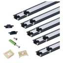 THMOOTHER Recessed LED Strip Black Channel Diffuser 10-Pack 6.56FT,23.5X7MM Tape Track with Flange,Flush Mounted Wardrobe Bookcase Wine Cabinet Wooden Furniture Groove Integrated Low Profile