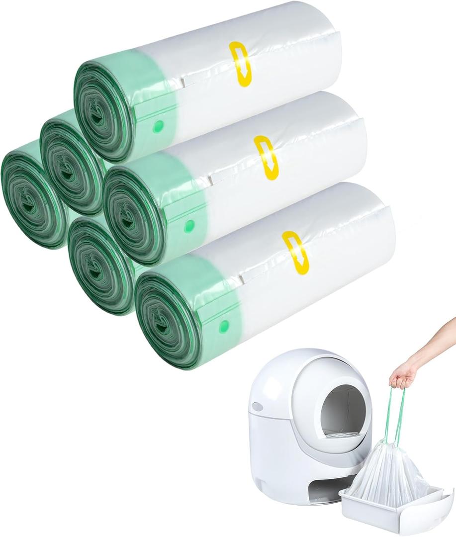 ANWA 120 Count Cat Litter Box Liners for Automatic Cat Litter Box and Litter Box Robot 4/3, Heavy-Duty, Extra Thick, Economy Bulk Pack (White)