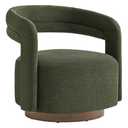 Swivel Accent Chair, Upholstered Barrel Chair with Open Back Design, Modern Arm Chair with Wooden Base for Living Room Bedroom Reading Waitingroom, Green, 1pc
