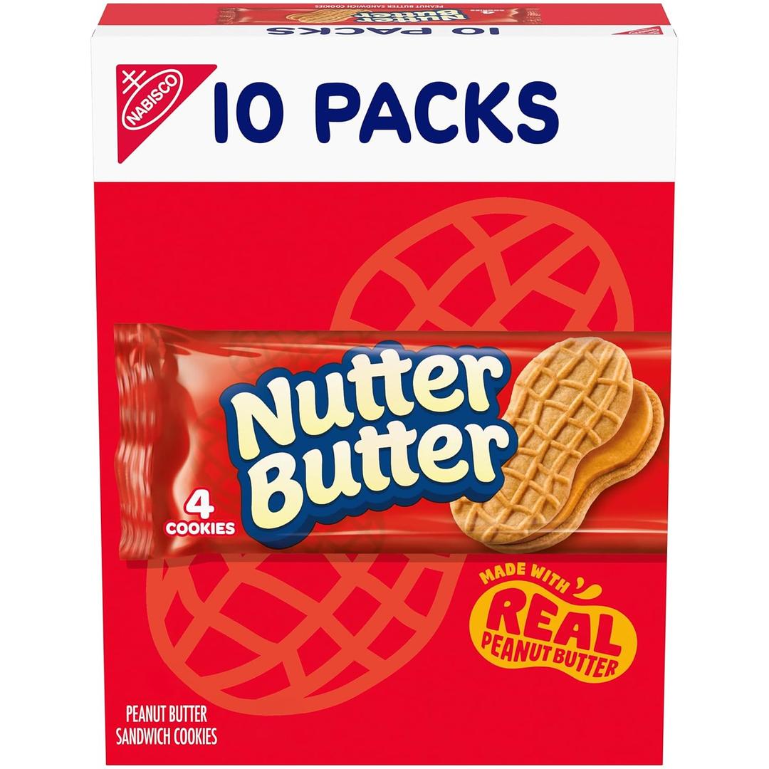 Nutter Butter Peanut Butter Sandwich Cookies, 10 Snack Packs (4 Cookies Per Pack) (EXP 06/09/26)