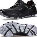 HUMTTO Men's Amphibious Water Shoes - Hiking Sandals for Men Outdoor Water Sandal Closed Toe Non-Slip River Shoes Summer Quick Drying Aqua Shoe (12, Black/Grey)