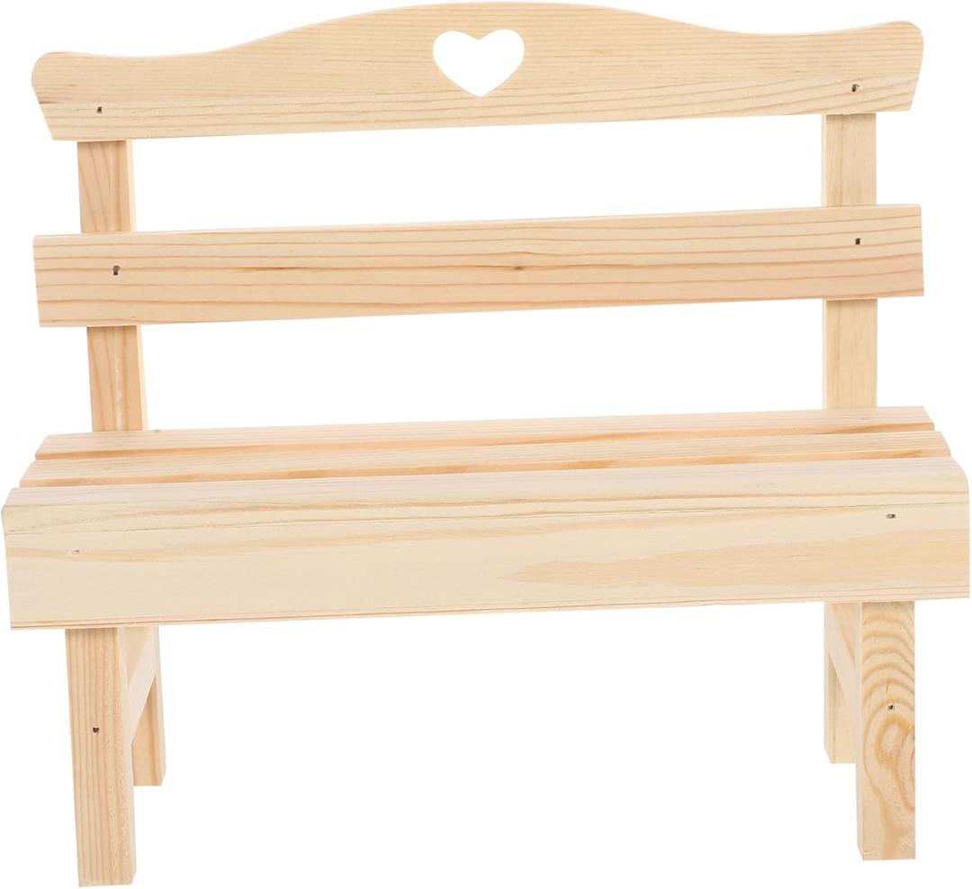 Toyvian 1pc Miniature Bench Decor Creative Photography Prop for Dollhouses Charming Pine Figurine for for Display Gifting
