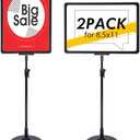 Golemas Adjustable Sign Holder for Display, 8.5 x 11 Size Signage Stand Holder for Counter Table or Floor with Stable Iron Base, for Advertising Menu Notice Display, Not for Outdoor Use (2Pack)