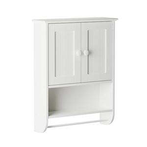 Zenna Home Cottage Bathroom Wall Cabinet, with 2 Shelves and 2 Doors, 19" W x 25.6" H, Storage Cabinet with Towel Bar, White Zenna Home Cottage Bathroom Wall Cabinet, with 2 Shelves and 2 Doors, 19" W x 25.6" H, Storage Cabinet with Towel Bar, White