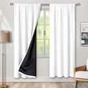 BGment 100% Blackout Curtains for Bedroom Window 90 Inches Long, Thermal Insulated with Liner Double Layer Full Black Out Bedroom Curtains with Rod Pocket, Each Window Curtains 2 Panels, 52 x 90 Inch (Pure White)