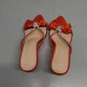 Women's Bow Rhinestone Strappy Heeled Sandals 2.36 Inch Pointed Open Toe Slip-On Transparent Heels Shining High Heel Mule Sandals for Wedding Brides Party Prom size 40