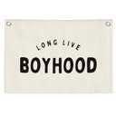 MOFUYU Boys Room Decor - Long Live Boyhood Linen Canvas Banner - Toddler Boy Room Nursery Playroom - Playroom Decor Wall Hanging Flag 30x20 Inch