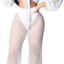 Sexy Cover Ups for Swimwear Vacation Off The Shoulder Top Long Pants Bikini Cover Ups Swimwear Beach (Large, White)