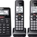 Panasonic Cordless Phone with Advanced Call Block, Link2Cell Bluetooth, One-Ring Scam Alert, and 2-Way Recording, Answering Machine, 4 Handsets - KX-TGF944B (Black)