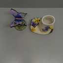 Ceramic Bathroom Accessory Set Dancing Butterfly Ceramic 5 Pieces Set,Including Toothbrush Holders,2 Gargle Tooth-Brushing Cups,Soap Dishes,Soap & Lotion Dispenser