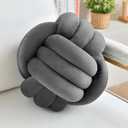 Decorative Throw Knot Pillow Ball for Home Chair Sofa Couch Bed Aesthetic Round Velvet Knotted Pillow Cushion (Dark Grey, 8 inches)