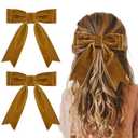 2 x 2PCS 5" Velvet Brown Hair Bows Girls Hair Clips Ponytail Holder Accessories for Girls Toddlers