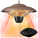 Patio Heater for Outdoor Use 1500W Electric Infrared Hanging Heater, Ceiling Mounted, Waterproof for Porch, Garage, Balcony, Overheat Protection Brown