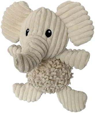 Pet Lou 10 Inch Elephant Plush Dog Toy Squeaker and Crinkle Paper, 100% Natural Nubby Plush & Durable Fabric, Soft Interactive Dog Toy for Indoor & Outdoor Play
