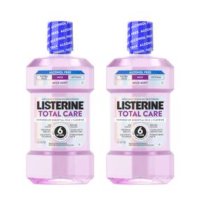 Listerine Total Care AlcoholFree Mild Mouthwash, 6 Benefit Oral Rinse to Help Kill 99.9% of Germs That Cause Bad Breath, Strengthen Enamel, Mild Mint Flavor, Twin Convenience Pack, 2 x 1 L
