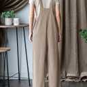 Dokotoo Women's Casual Jumpsuits Ribbed Front Pocket Loose Overalls One Piece Sleeveless Wide Leg Long Pant Rompers (XXL)