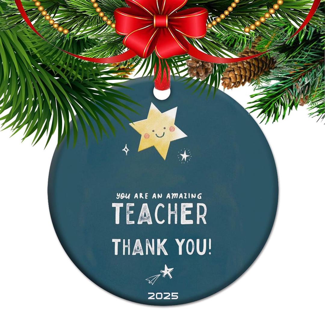 Teacher Appreciation Gifts, You are an Amazon Teacher Christmas Ornament, Thank You Teacher Memory Ceramic Keepsake (C6)