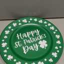 Yungyan 6 Pcs St Patricks Day Plastic Charger Plates 13 Inch St Patricks Day Round Resuable Charger Plates Large Shamrock Plate for Holiday Party Decorations Dinner Tableware Supplies