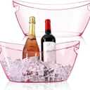 Ice Buckets for Parties, 2 PCS Acrylic Champagne Beverage Drinks Buckets Tub for Cocktail Bar, Long and Narrow 5.5 Liter Bucket for Party(5.5L) (Pink)