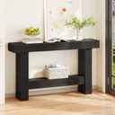 55 Inch Farmhouse Console Table, Wooden T-Shaped Sofa Table Behind the Couch, Industrial Entryway Tables with Storage for Living Room, Entrance, Hallway