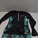 Girls Rash Guard Swimsuit 10-12 Two Piece Set Long Sleeve Black Tropical Leaf Print Bathing Suit UPF Sun Protective Kids Girls Long Sleeve Swimsuit for Surfing & Beach (Black+Palm Trees)