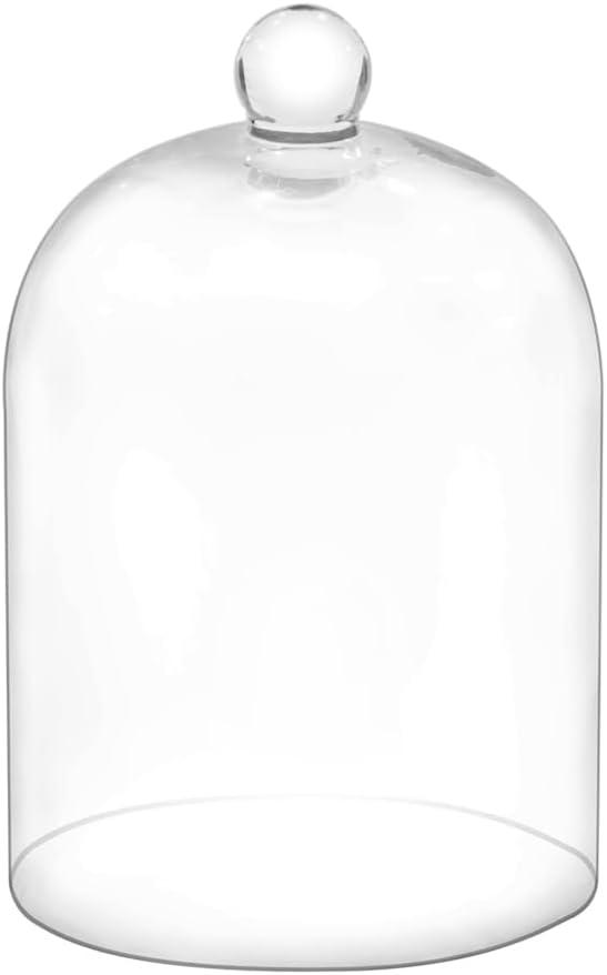 7.5" Tall Handmade Glass Cloche, Thick & Sturdy, Dia 5"xH 7.5", For Terrarium, Plants, Trinkets, Cakes, Figurines, LED Light String, Candle. Cloche Glass Dome, Bell Jar Display Case (1, 5.12"x7.48")