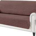 CUCRAF Non Slip Quilted Sofa Cover, Water Resistant Slipcover Furniture Protector for 3 Cushion Sofa Pet Friendly, Washable Couch Cover with Adjustable Elastic Straps (X-Large, Coffee)