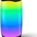 Portable Bluetooth Speaker with LED Color Changing Lights, TWS Function, TF Card/USB/AUX Support, HD Stereo Sound, Christmas Speaker, Bass Enhancement for Party, Outdoor, Camping (Black)