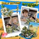 48pcs Mini Magnetic Tiles, Military Engineering Building Blocks Set in Iron Box, Portable STEM Army Travel Toys for Kids, Quiet On-the-Go Activities & Preschool Learning for Toddlers