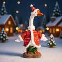 Christmas Mrs. Claus Goose Outfit Dresses Clothes for 23" High Cement or Plastic Porch Goose Christmas Costume for Yard Garden Lawn Patio Outdoor Decor, Red