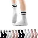 GLENMEARL Pilates Socks with Grips for Women, 3/6 Pairs Yoga Non Slip Long Socks, Grip Sock for Pilates, Dance Workout (9-11, 6 Pack Mix (Black,white,pink))