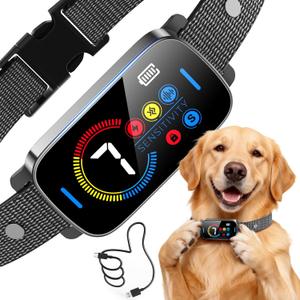 Ultrasonic Bark Collar for Large Medium Small Dogs, Humane No Bark Collar with Beep & Vibration, Smart Barking Collar with 7 Adjustable Sensitivity Levels, Rechargeable Bark Collar for Dogs,Waterproof (Matte Black)