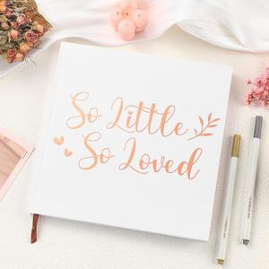 So Little So Loved Baby Shower Guest Book Decorations with 2 Markers Baby Sign in Guest Book Scrapbook Rose Gold Foiled Photo Album 8.7'' x 8.7" for Party Favors Gift Guests 144 Pages