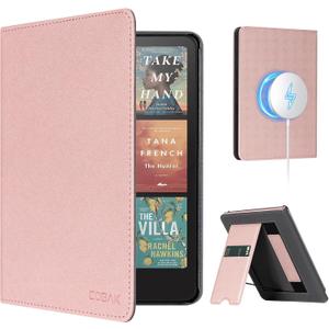 CoBak Stand Case for 7" Kindle Paperwhite 12th Gen 2024 and Kindle Colorsoft with Hand Strap - Compatible with iPhone MagSafe, for Samsung/Belkin/Anker Wireless Charging Pads, Durable, Auto Sleep Wake