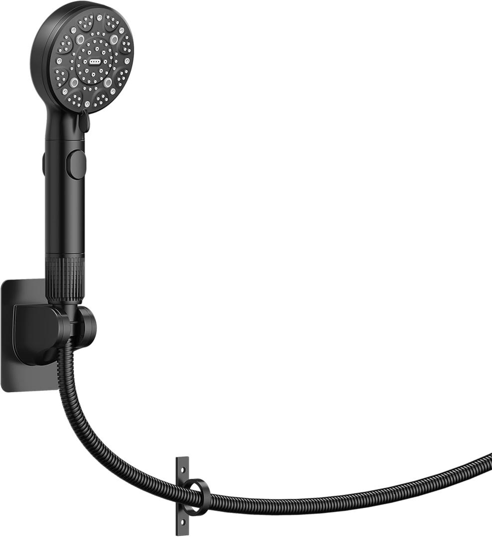 RV Shower Head with Hose, High Pressure 9 Mode Black Shower Head with On/Off Switch, Filtered Black Shower Head, Shower Head for RV/Campers, Travel Trailer, Motorhome for Water Saving（Black）