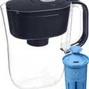 Brita Water Filter Space Saver Pitcher for Tap and Drinking Water with 1 Elite Filter, Black